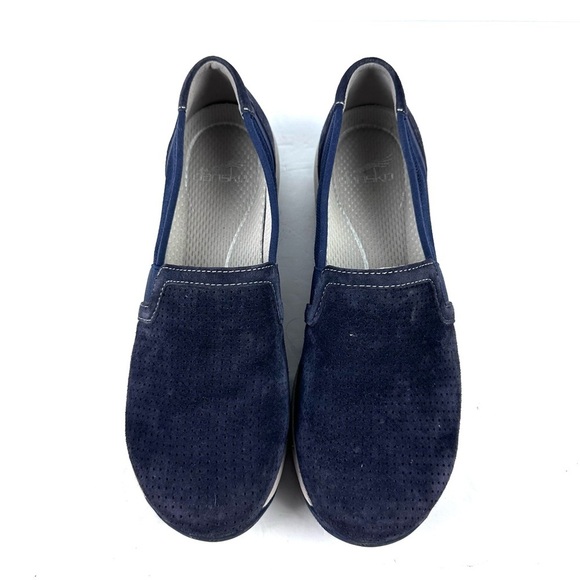 Dansko Halle Shoes 39 Navy Blue Suede Slip On Comfort Womens - Picture 2 of 8